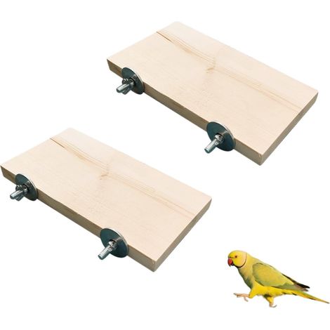 2 PCS Bird Platform with Swing, Natural Wooden Flat Stand, Bird Cage Climbing Accessories for Parakeets, Budgies, Cockatiels, Chinchillas, Hamsters & Small Animals