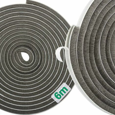 Bande auto-adhésive de brosse de joint de porte et de fenêtre de 6 m, bruit coupe-vent et antipoussière, 9 9 (1/5)