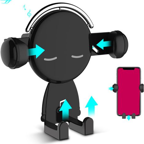 Support téléphone pour bouche d'aération voiture, support universel pour smartphone, fixe portable auto, noir, compatible tous véhicules (1/5)