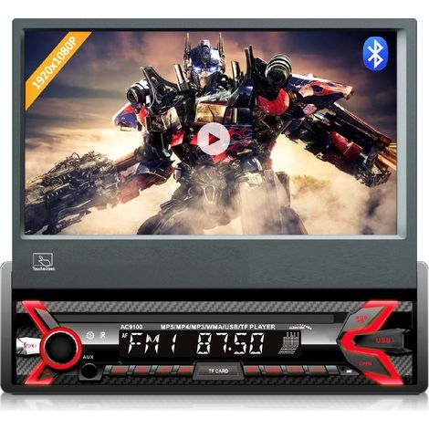 Autoradio 7 canaux à écran LCD – Résolution 1920x1080 – Lecteur MP3 et vidéo – Télécommande incluse – Couleur rouge – Tresice France (1/6)