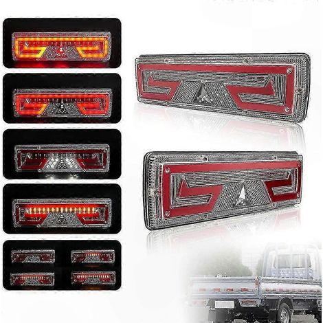 2 Stück 12V LED-Rückleuchten für Anhänger, LKW, Boot, Wohnmobil, Wohnwagen, Transporter, Nebel-, Brems- und Rückfahrscheinwerfer, wasserdichtes Design (2 Stück, Stil D) (1/5)