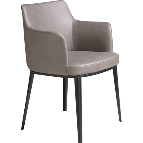 Fauteuil Silla élégant en tissu vison Angel Cerda - Vison avec pieds en acier noir (1/5)