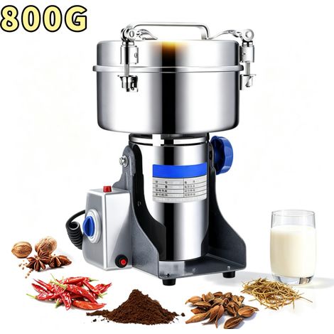 Moulin à café 800G, Broyeur de grains, Moulin à Grains Électrique 2980w, Machine poudre ultra fine, Acier inox, pour Noix Épices etc (1/5)