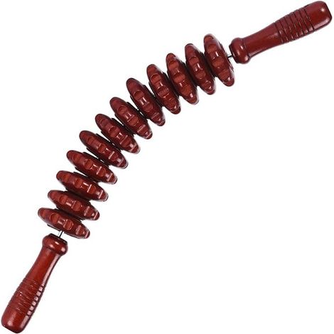 Balle de massage, bâton de massage, accessoire de massage anti-cellulite, rouleau de massage pour le corps entier et les cuisses, en bois courbé.-AquaForge