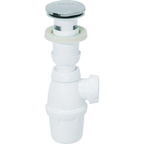 Scarico per lavabo con troppopieno, valvola a scatto rapido e sifone. (1/3)