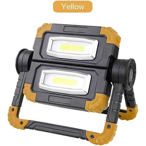 Lampe de travail portable à LED COB, pliable et rotative, lanterne de chasse et de camping d'extérieur, 3 modes, projecteur étanche, fonctionne avec piles AA, jaune (1/5)