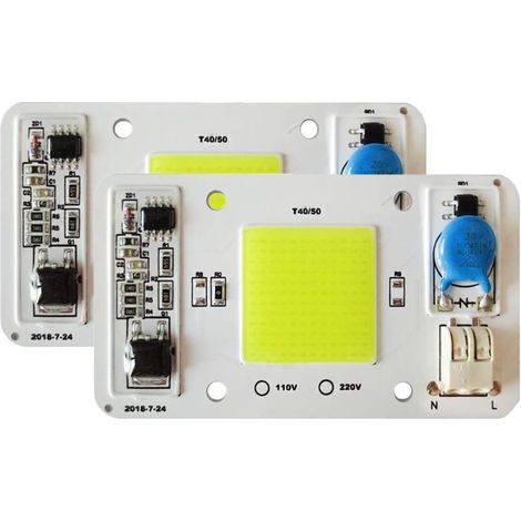 2PCS Puce LED 50W blanc 6000K 220V COB LED chip Aucune Soudure Requise Pilote IC intelligent intégré pour lumière d'inondation LED (1/5)