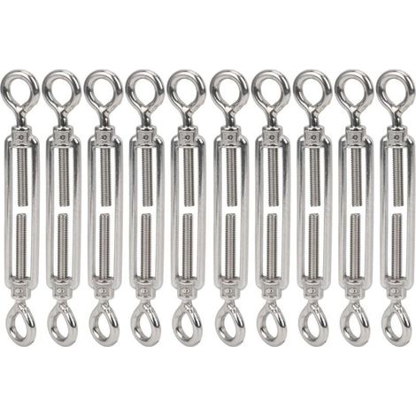 Lot de 10 vis à œillet ouvertes M6 en acier inoxydable pour tendeur de câble métallique ou de câble, matériel de fixation pour tendeur de câble (1/4)
