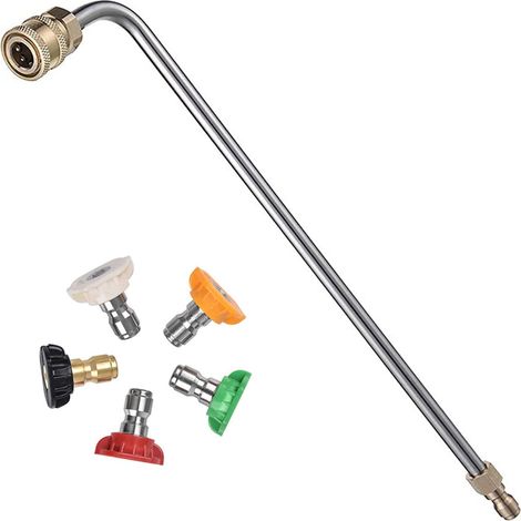 Pressure Washer Lance Extension 13.4 Inch with 5 Quick Connect Spray Nozzles, 90° Curved Rods, 1/4" Quick Connect, Silver (1/5)