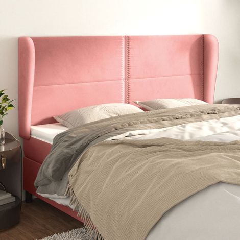 Kopfteil mit Ohren Rosa 163x23x118/128 cm Samt (1/5)