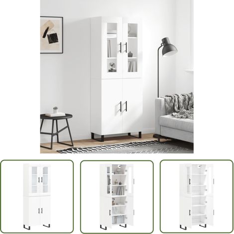 Buffet haut, Enfilade, Armoire de cuisine Blanc 69,5x34x180 cm Bois d'ingénierie WFE668942 DESIGN IN (1/5)