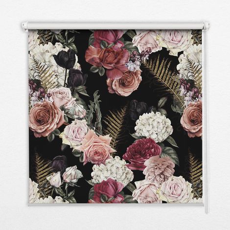 Tenda a Rullo Interna per Finestra - Tenda Filtrante Luce - Tenda Privacy - Tenda Decorativa Rettangolare - Rullo per Interni - (110 cm x 140 cm) - Mazzo di rose (1/5)
