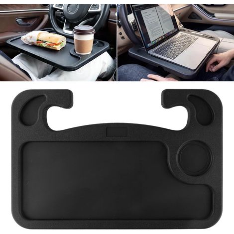 Support pour ordinateur portable au volant, accessoire de voyage multifonctionnel, plateau-repas pour siège auto, console de toit pour volant (noir) (1/5)
