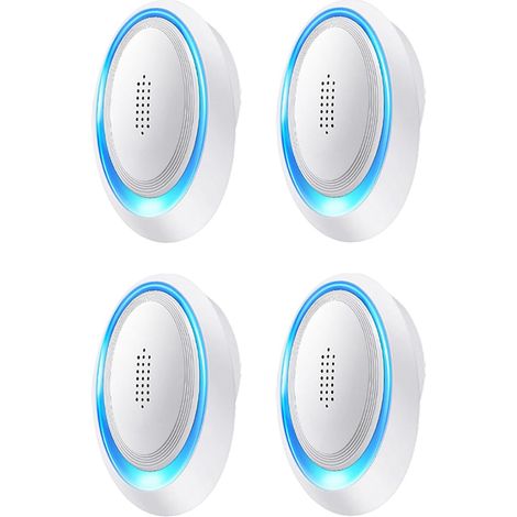 Répulsif Ultrason Souris et Rats, Lot de 4 - Anti Moustique Fourmis Cafard Araignee, Prise Anti Nuisibles, Maison Cuisine Chambre Garage Bureau Interieur (1/5)