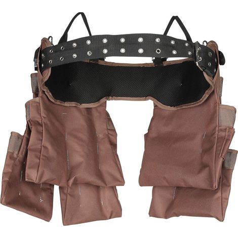 Ceinture porte-outils 19 poches, réglable de 81 à 137 cm, sacoche en polyester robuste, poche détachable pour électricien, charpentier, bricoleur, menuisier, construction, brun (1/5)
