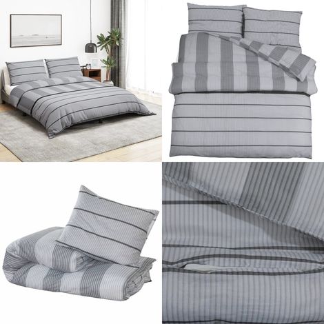 Ensemble de housse de couette Gris 200x200 cm Coton - Housses De Couette - Linge De Lit - Drap Housse - Literie - Coton - Home & Living (1/5)