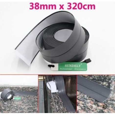 SUNDELY Striscia sigillante 320 cm, nastro adesivo impermeabile per bagno e cucina, colore grigio, codice 344966 (1/4)