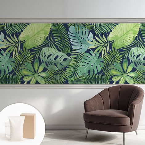 Carta Da Parati - Fotomurale In Vlies - per Decorazione pareti - Per La Cucina Camera Da Letto Per La Soggiorno Foglie tropicali 250x104 cm (1/5)