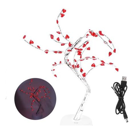 Arbre lumineux USB/piles 60LEDs rouge amour IP20 étanche décoration DIY salon maison (1/5)