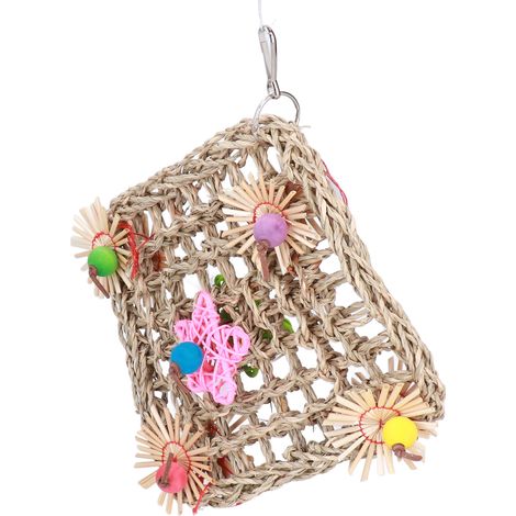 Filet d'escalade en paille pour perroquets, jouets muraux de recherche de nourriture pour perruches, calopsittes, perruches ondulées et inséparables (1/5)