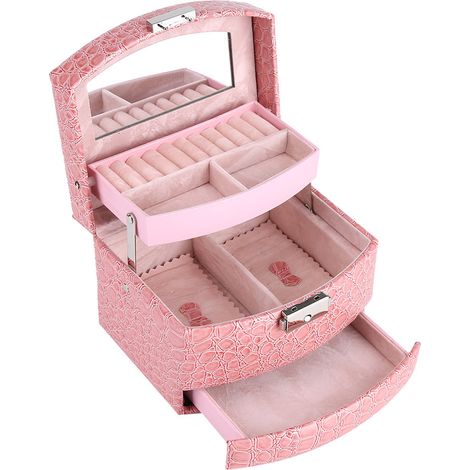 Dreistöckige Schmuckaufbewahrungsbox, Halsketten- und Ringbox für Damen, elegantes Geschenk, praktisches Wohnaccessoire, Schmuckorganizer (1/5)