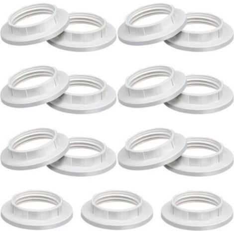 Lot de 15 anneaux réducteurs E14 pour abat-jour, bagues adaptatrices blanches pour suspensions et lampadaires (1/4)