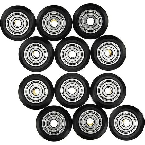 12 Pieces 3D Printer Model Pulley V-slot POM Plastic Pulley Model Ball Bearings V Bearing Passive Pulley Rolling Wheels for 3D Printer, CR-10, CR-10S-LIAIKI
