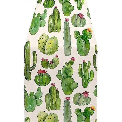 Chemin de table festif avec décor en tissu à motif cactus, finitions soignées (1/4)