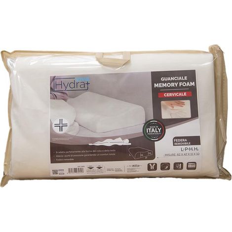 HYDRA VIVA GUANCIALE MEMORY CERVICALE L62 X P42 X H11 X H10 CON FEDERA REMOVIBILE (1/3)