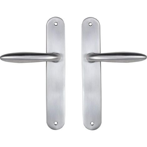 1 Paire - Poignée De Porte - Plaque De Propreté - Zamak Chromé Satiné - Pour Porte Intérieure Sans Clé - Argent - 225x38cm (1/4)