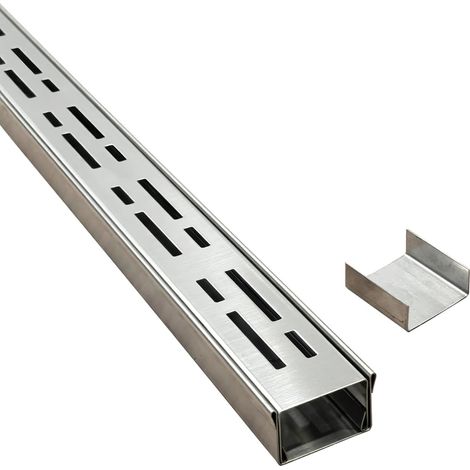 Caniveau Etroit Terrasse 5 Cm de Large, 1 M de Long, Caniveau Exterieur Extra Plat de ExtéRieur en Acier Inoxydable 304 avec Raccord, Canalisation de Drainage pour Balcon/Trottoir
