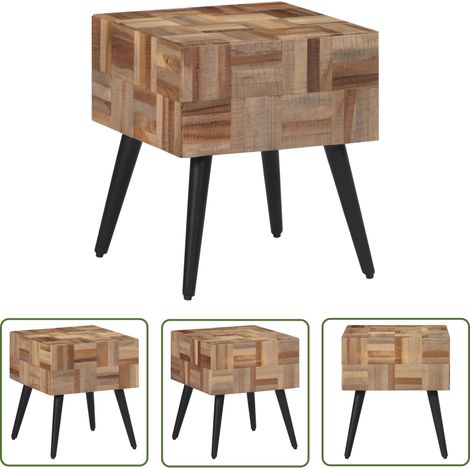 The Living Store Table d'appoint 40x40x45 cm teck de récupération massif - Table Basse - Table D'appoint - Mobilier Design - Meubles Modernes - Teck Recyclé (1/5)