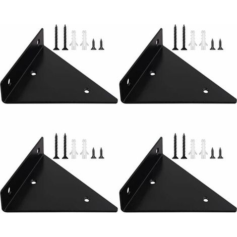 4-teiliges Set schwebender Regalträger, unsichtbare dreieckige Wandregalträger, schwarze Regale, Wandregalträger aus Metall 170 × 130 mm