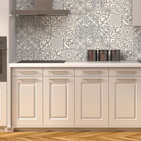 15 Stickers adhésifs carrelages Sticker Autocollant Carreaux de ciment Mosaïque carrelage mural salle de bain et cuisine Carreaux de ciment adhésif mural azulejos 15 x 15 cm 15 pièces (1/4)