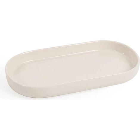 Bardusch-Plateau céramique ovale – blanc crème – petit format – lavabo/toilettes – décoration sobre et raffinée (1/5)