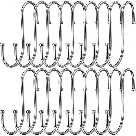 Lot de 18 crochets en S en acier inoxydable, crochets doubles robustes en métal pour suspendre tasses, vêtements, casseroles et bols. Convient pour la cuisine, la salle de bain, le jardin et le dressi