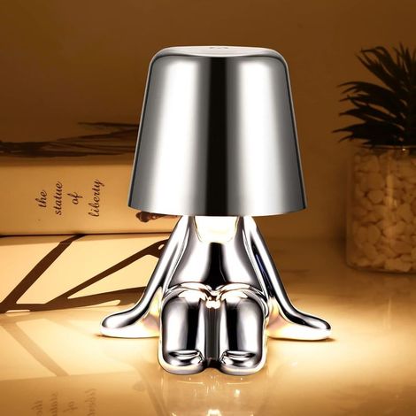 Lampe de Table LED sans Fil Créative Rechargeable à Pile Lampe Portative Réglable en Luminosité Design de Modèle Mignon pour Restaurant Chambre à Coucher Patio Studio Article Noël Argent-C (1/5)