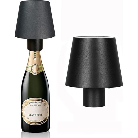 Lampe de table LED rechargeable, lampe bouteille tactile à luminosité continue, batterie 5200 mAh, lumière décorative blanc chaud pour restaurants, bars, clubs (noir)