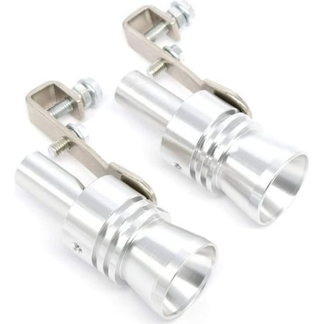 Silencieux turbo sifflet échappement tubulure soupape décharge aluminium universel accessoire auto, Taille XL, 2 pièces, Argent (1/5)
