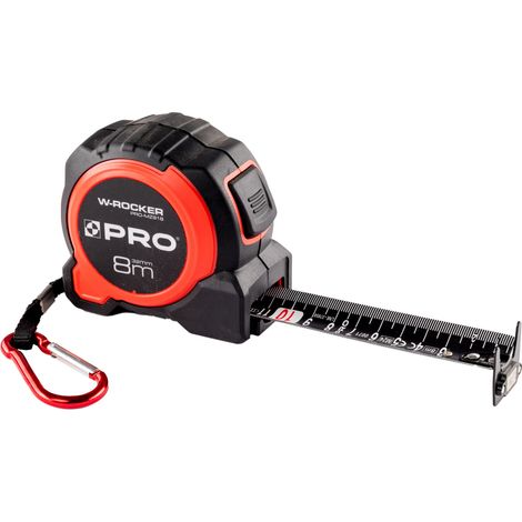 Mètre ruban PRO avec aimant et poignée en W, 8 m, 32 mm, avec mousqueton