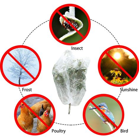 Lot de 2 filets de protection anti-insectes, filet de jardin avec cordon de serrage 0,7 x 1 m, maille fine pour plantes en pot (1/5)
