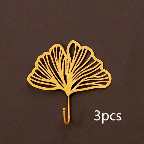 Kreative Metallplatte Wanddeko Schlüsselhaken Ginkgo Biloba 3 Stück