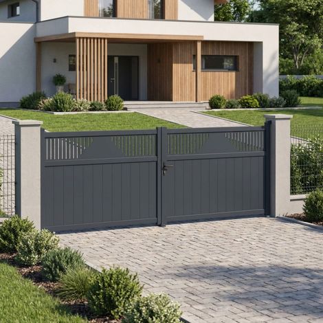 Portail battant aluminium 400x158 cm anthracite motorisable (1/5)