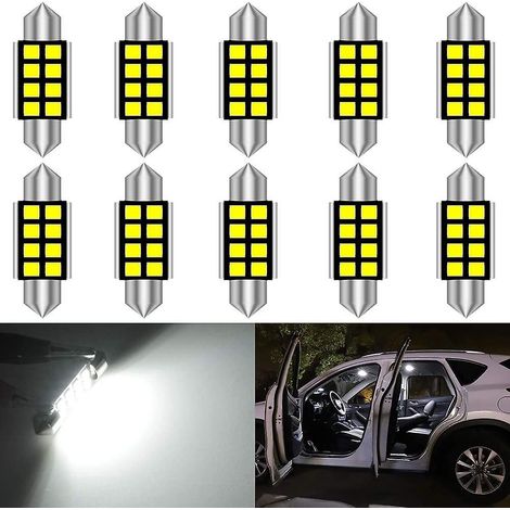 Kit d'éclairage intérieur blanc 36 mm, sans erreur Canbus, lot de 10 ampoules LED C5W pour BMW E39 E36 E46 E90 (1/5)
