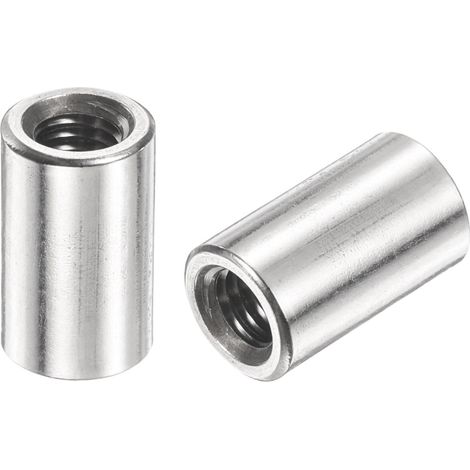 12pcs Manchon Fileté Rond M5 en Acier Inoxydable 304, Écrous Ronds d'Accouplement Connecteurs et Mécaniques Longueur 12mm, Manchon Tige Barre Écrou à Tige pour Support, M5x12x8mm (1/5)