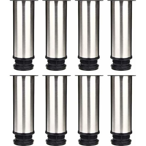Set mit 8 Möbelfüßen, verstellbare Küchenfüße Ø 50 mm/Höhe 150 mm, runde Sofa- und Tischbeine aus Edelstahl - LIAIKI