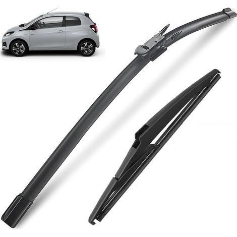 Set di 2 spazzole tergicristallo anteriori e posteriori compatibili con Citroën C1 MK2 Peugeot 108 Toyota Aygo 2019 2018 2017 2016 2015 2014 (1/5)