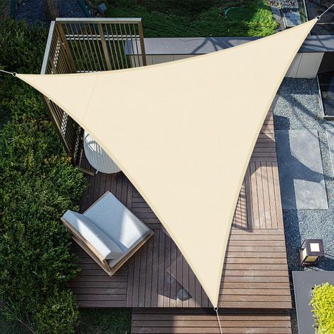 Voile Ombrage Triangulaire 3x3x3m Beige, Imperméable UV jardin (1/3)