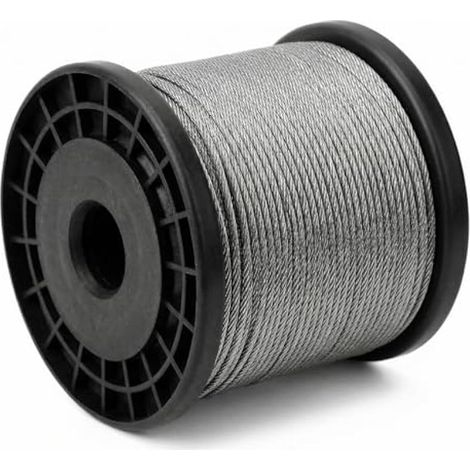Câble inox de 2 mm x 100 m - Acier inoxydable 316-7x7 torons - Charge utile 50 kg, Force de rupture 160 kg - Parfait pour l'extérieur (1/5)