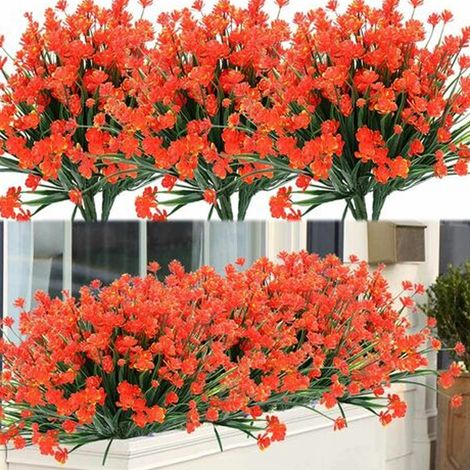 Fleurs Artificielles Extérieures - Plantes En Plastique Résistantes Aux Uv - Pour Jardin Balcon Fenêtre Et Mariage - Lot De 8 (1/5)